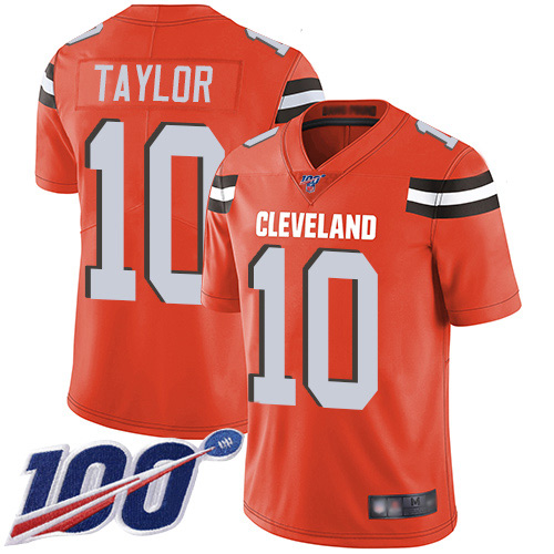 Cleveland Browns Taywan Taylor Men Orange Limited Jersey #10 NFL Football Alternate 100th Season Vapor Untouchable->cleveland browns->NFL Jersey